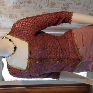 Betsey Johnson Nylon Tricot Lace button through Cardigan M